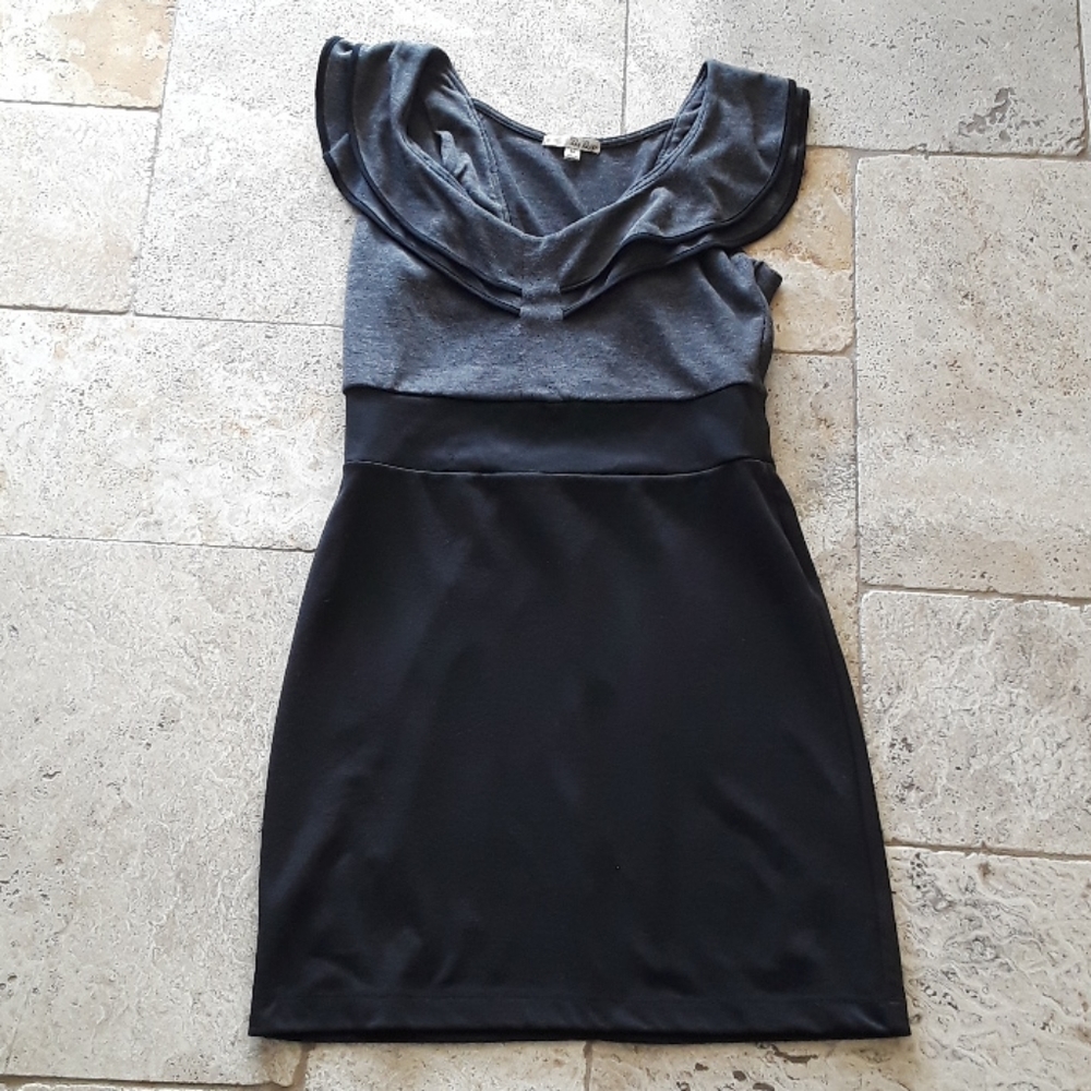 Black and gray pencil dress